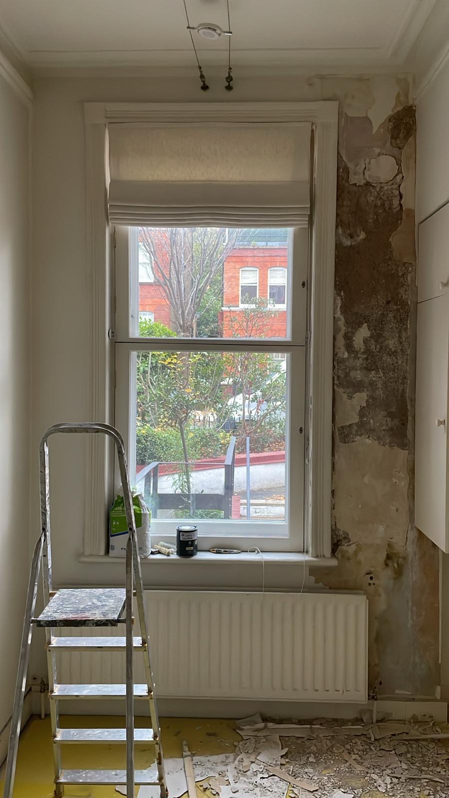 Before - Interior, Window, Stripped Wall, Ladder
